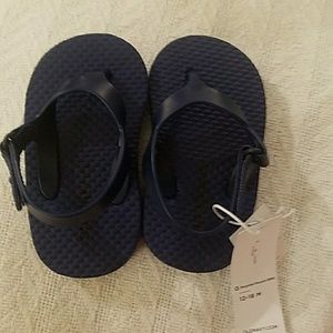 Navy baby flip flops